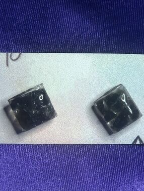 Obsidian Chip Resin Earrings Square